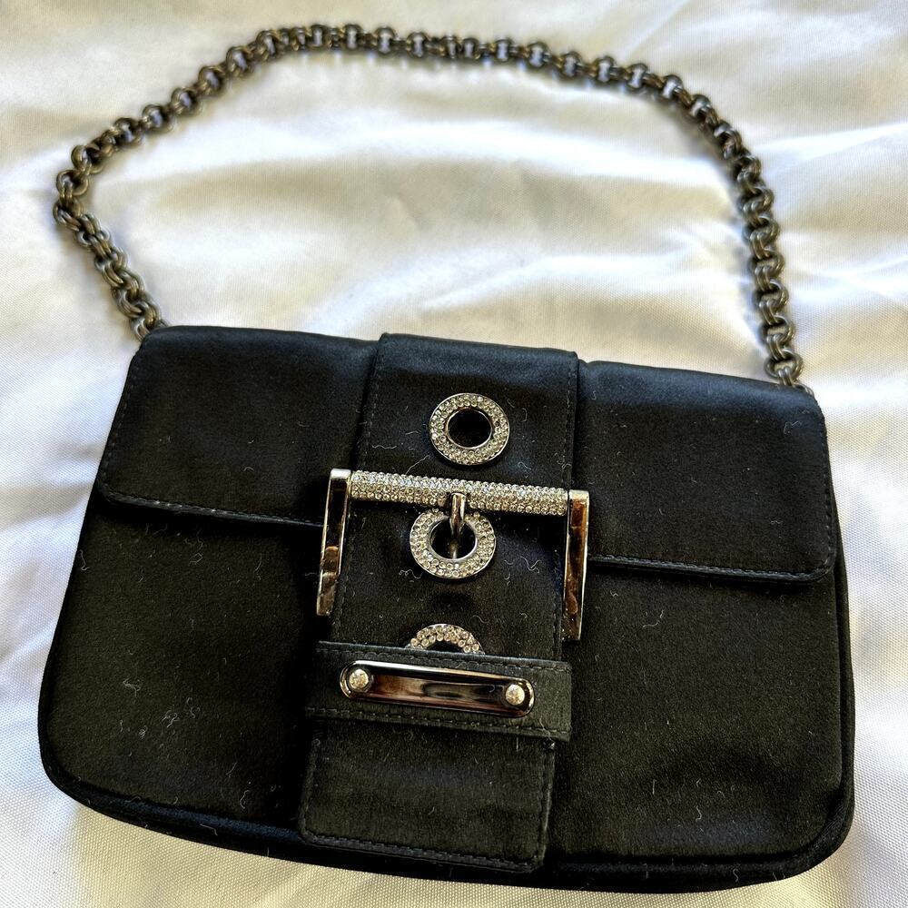 Prada Black Satin Chain Strap Small Handbag - Picture 9 of 10